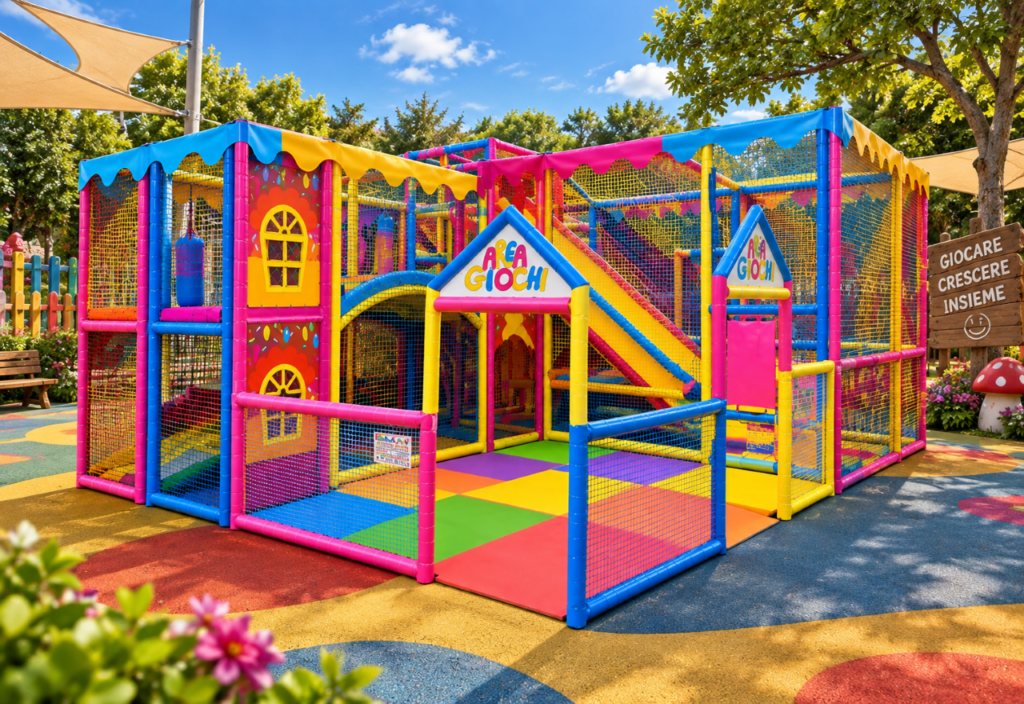 Playground Meraviglia di Birbalandia Park - Struttura gioco professionale modulare Made in Italy per ludoteche e parchi giochi