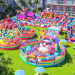 Parco avventura gonfiabile per bambini prodotto in Italia da Birbalandia Park certificato UNI EN 14960