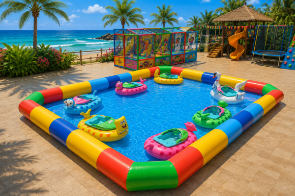 PiscinaGonfiabileconBarchetteElettriche