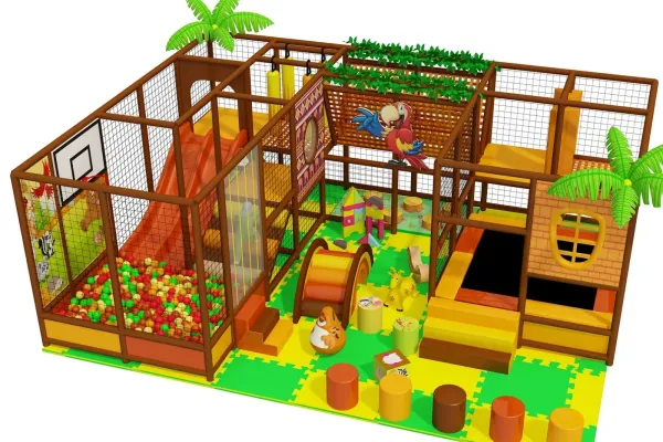 Playground con scivolo, area baby e tappeto elastico