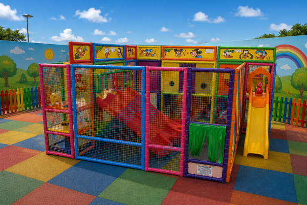 Playground con tripla scivolata e vasca palline