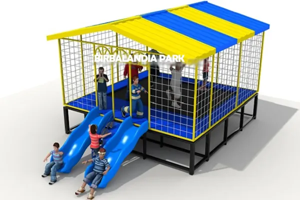 Tappeto elastico + scivoli e copertura